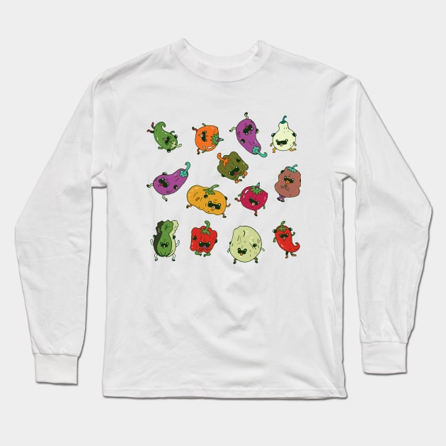 Pugs Vegetable Long Sleeve T-Shirt by nokhookdesign